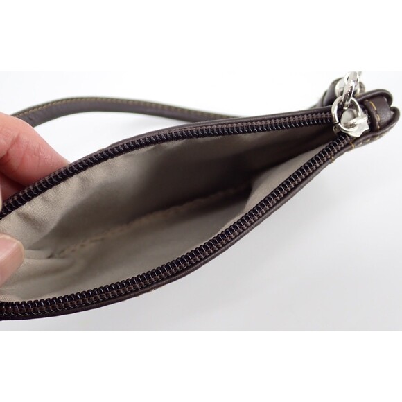 Born Brown Leather Logo Coin Brown Purse Wristlet Bag With Strap & Hook Small - Picture 6 of 10